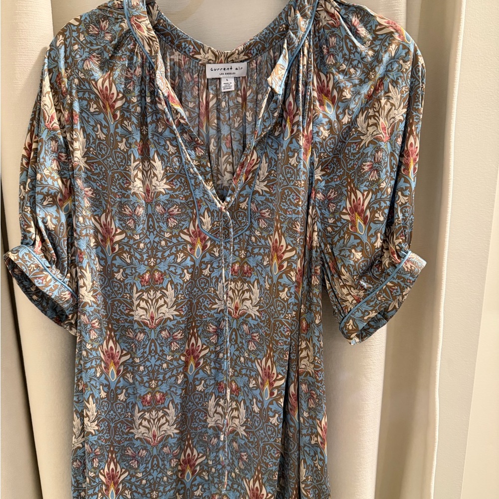 Current Air Blue Floral Empire V-Neck Tunic